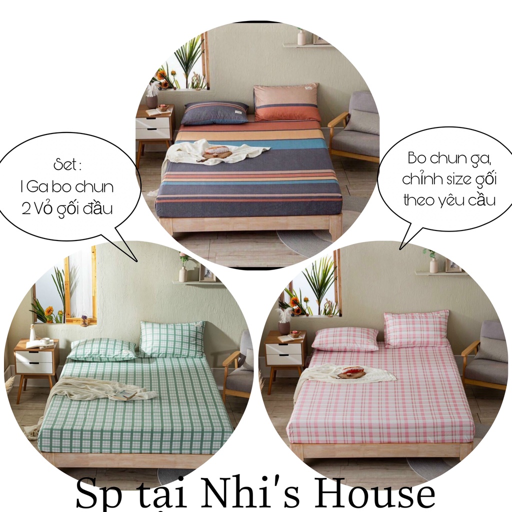 Set ga vỏ gối cotton tici kẻ vải dày đẹp, không phai màu, không xù lông | BigBuy360 - bigbuy360.vn