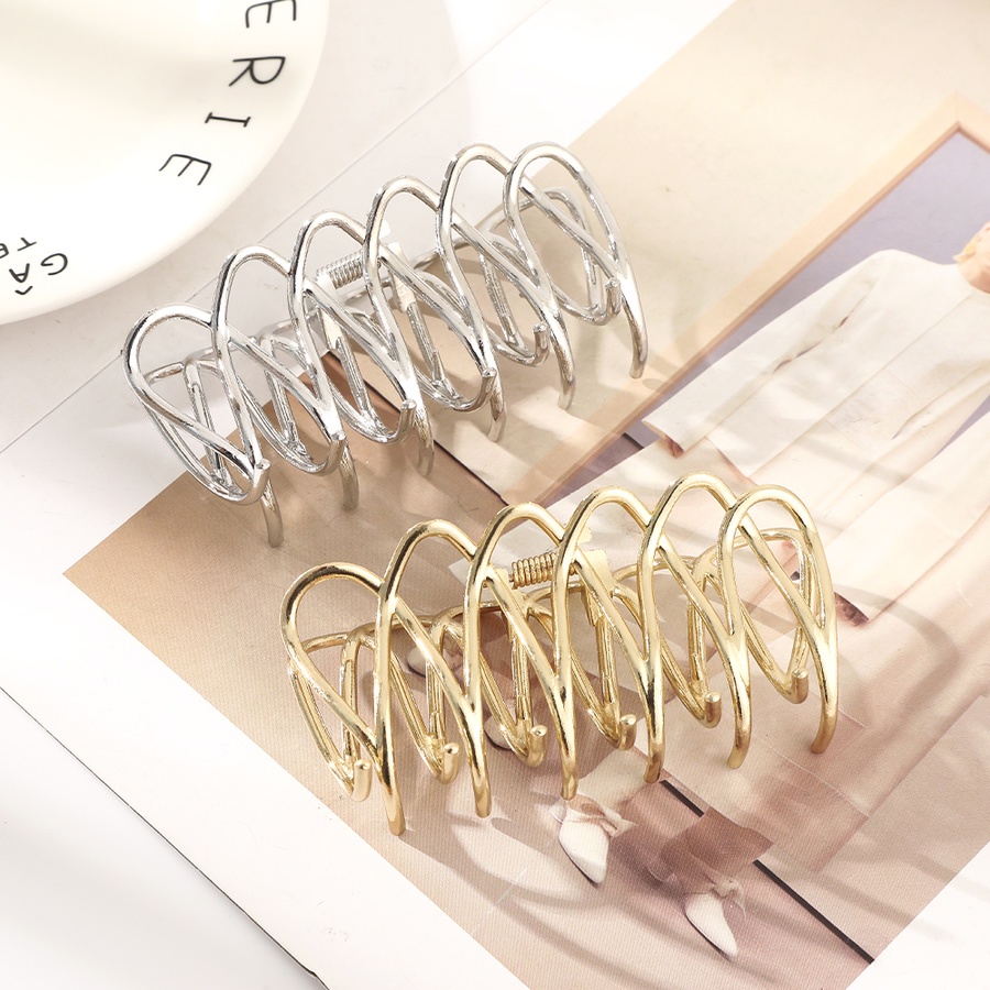 Kẹp Tóc Càng Cua Lớn Bằng Kim Loại Gợn Sóng Rỗng Kiểu Hàn Quốc Cho Nữ