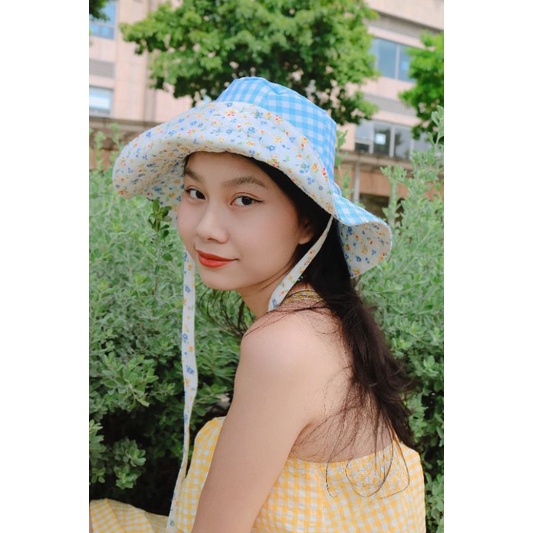 Nón hè 2 mặt màu xanh dương