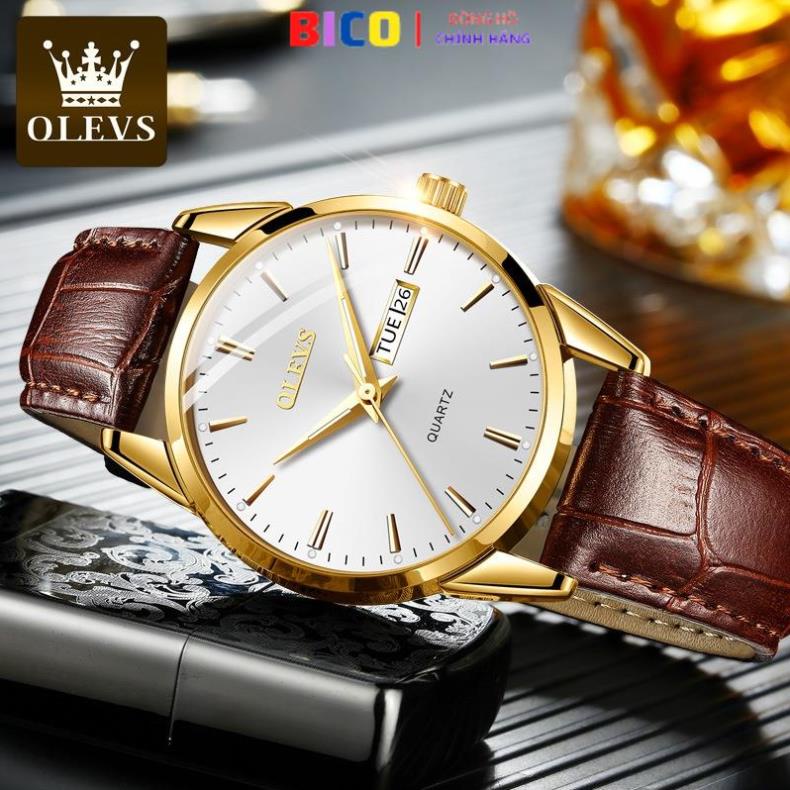 Đồng hồ Nam - Nữ OLEVS chính hãng cao cấp đẹp, đồng hồ cặp đôi dây da cực sang, BH 24 tháng, hàng loại 1 A7