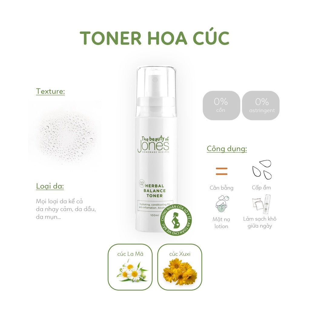 Toner hoa cúc dành cho mẹ bầu The Beauty of Jones 100gr2022
