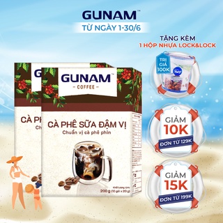 [Tặng hộp L&L] Combo 2 hộp cà phê hòa tan GUNAM cà phê sữa đậm vị (hộp 10 gói x 20g)