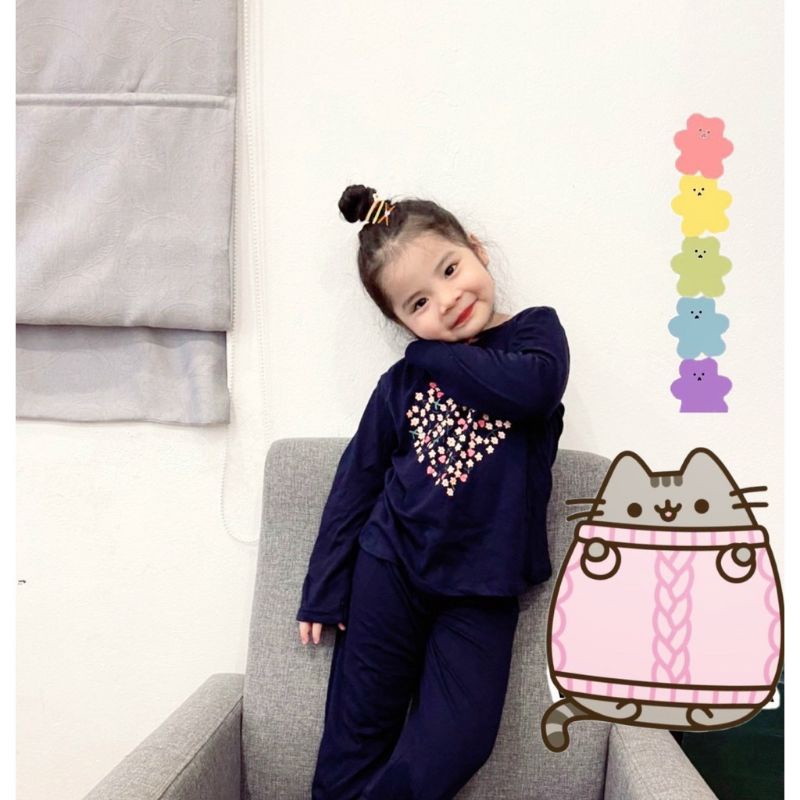 SET 3 BỘ HOA COTTON DÀI TAY CHO BÉ GÁI