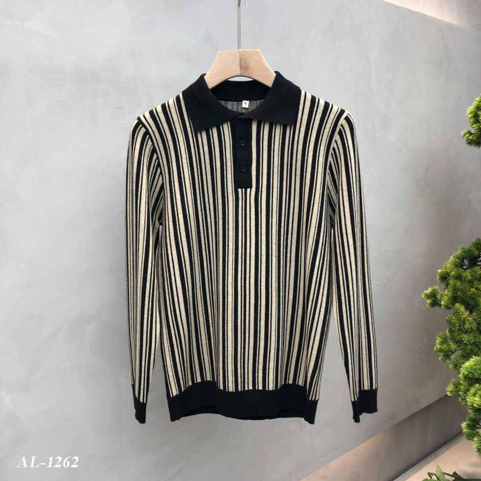 Áo Len Nam Kẻ Sọc - Cổ Đức  Len Dệt Hàng Quảng Châu Cao Cấp thusamshop