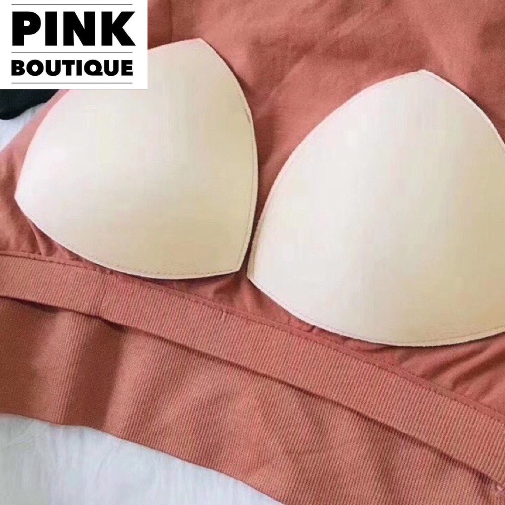 Áo Bra Thể Thao Tập Gym Croptop Ba Lỗ Cổ Tròn Có Đệm Mỏng Co Giãn Cao Cấp PINKBOUTIQUE