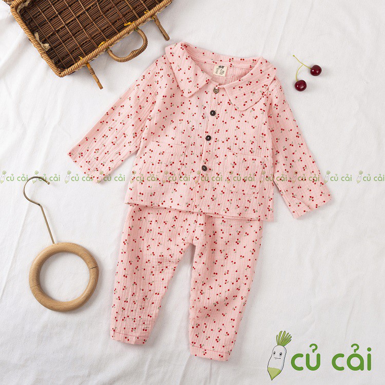 Bộ xô muslin dài tay cho bé BTD26