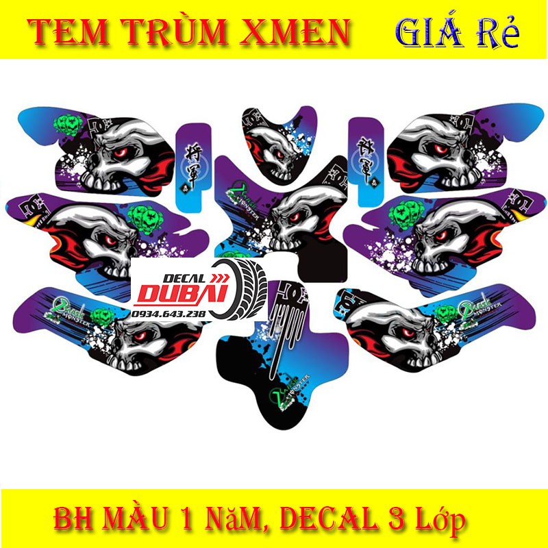 Tem Trùm Xe Điện Xmen Đầu Lâu Xanh Titan