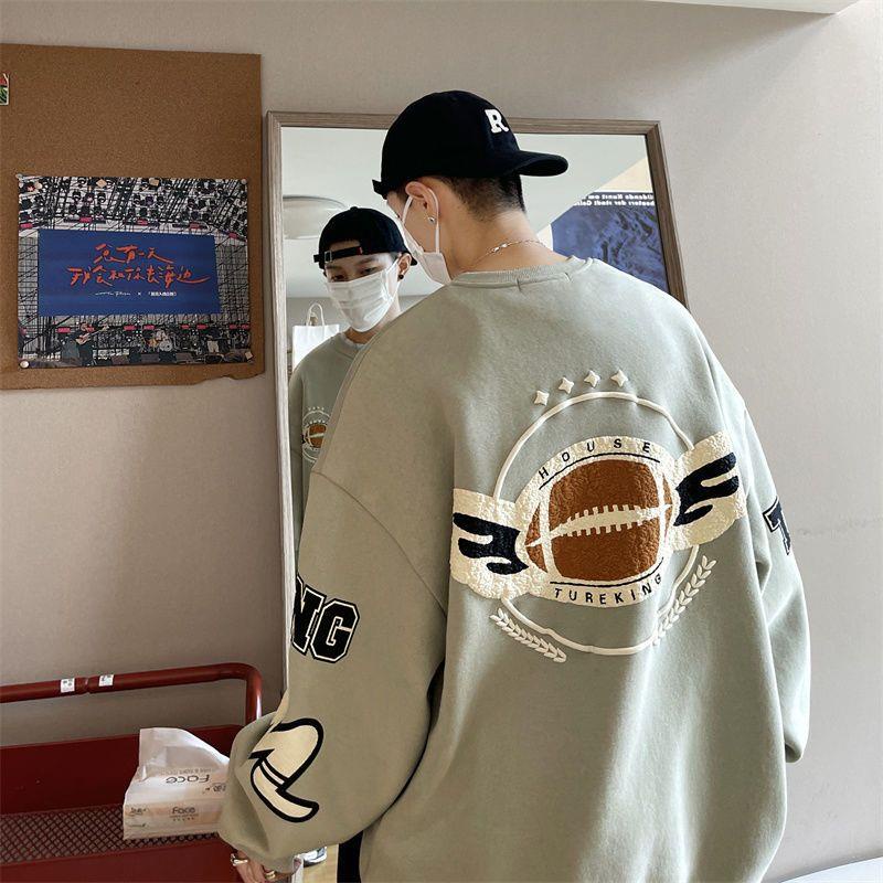 Áo Hoodie Cổ Tròn In Hình Bọt Biển Tốc Độ Cao Phong Cách Đường Phố Mỹ Thời Trang Thu Đông Cho Nam