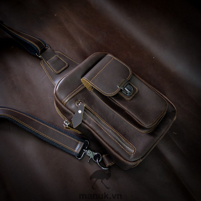 Túi chéo da bò thật, da bò sáp nhập khẩu cao cấp Pocket sling bag - Manuk vn Leather Design | BigBuy360 - bigbuy360.vn