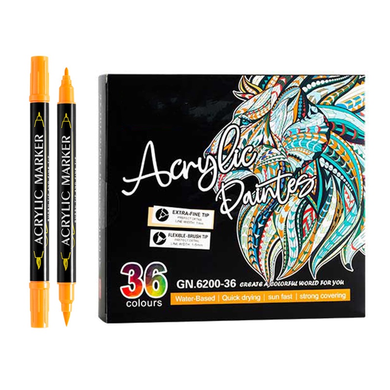 Aoto Bút Lông Acrylic Hai Đầu Đánh Dấu Siêu Mảnh Dành Cho Vẽ Rock Woo