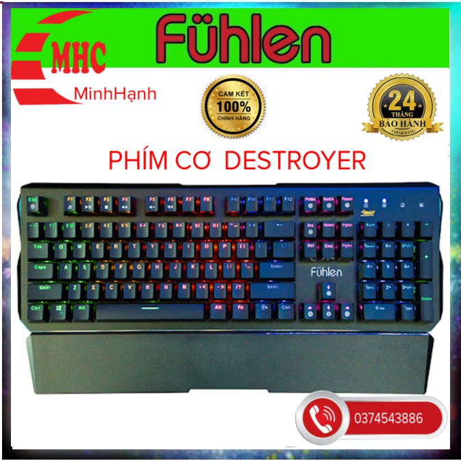 Bàn phím cơ Fuhlen D (Destroyer), độ bền vượt trội chính hãng bh 2 năm