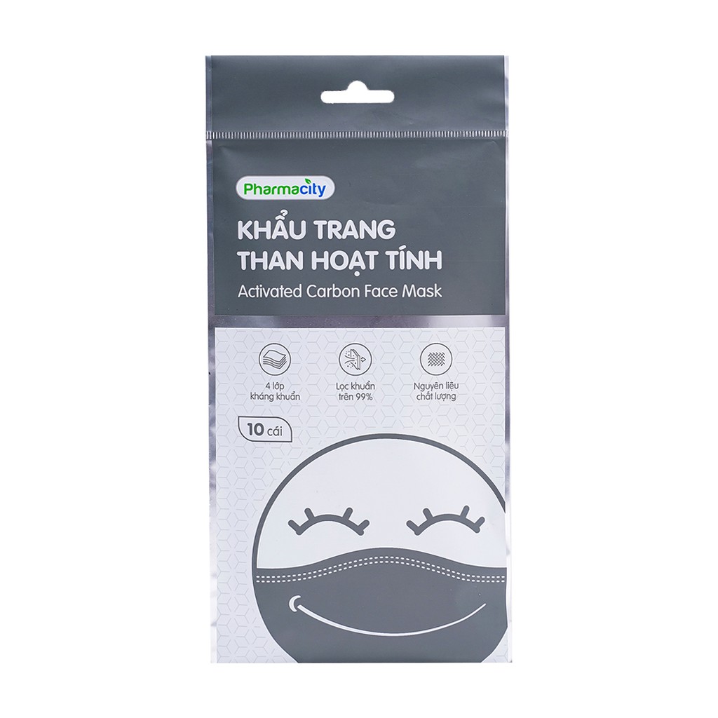 Khẩu trang y tế than hoạt tính 4 lớp Pharmacity | BigBuy360 - bigbuy360.vn