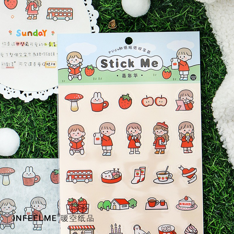 Sticker - Bảng Sticker Cô Gái Nhỏ Nhắn Và Chàng Trai Đáng Yêu Stick Me Trang Trí DIY