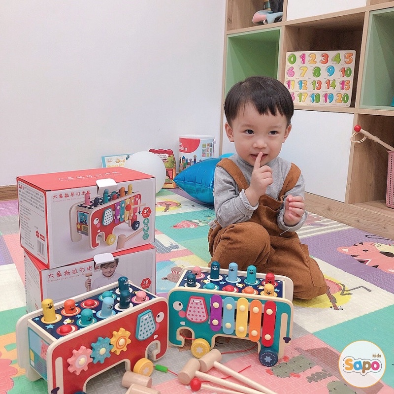Đồ Chơi gỗ Đập Chuột Hình Con Voi  Kết Hợp Trò Chơi Luyện Khả Năng Phản Xạ Cho Bé SAPO KIDS