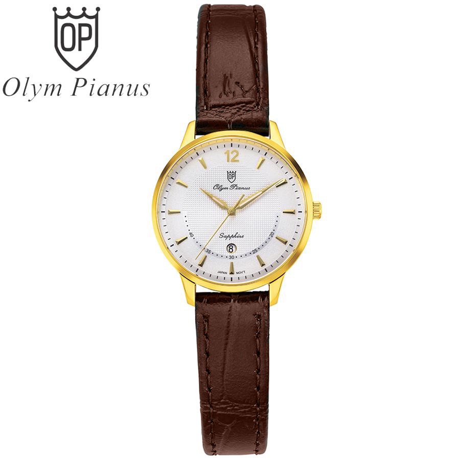 Đồng hồ nữ dây da Olym Pianus OP5709 OP5709LK-GL trắng