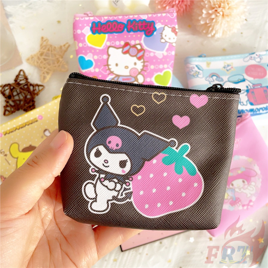 ❀ Ví Tiền Xu Sanrio ❀ 1 Ví Đựng Tiền Xu Bằng Da PU Hình Hello Kitty Kuromi Melody Cinnamonroll