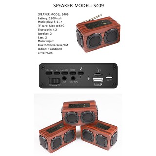 Loa gỗ bluetooth không dây S409