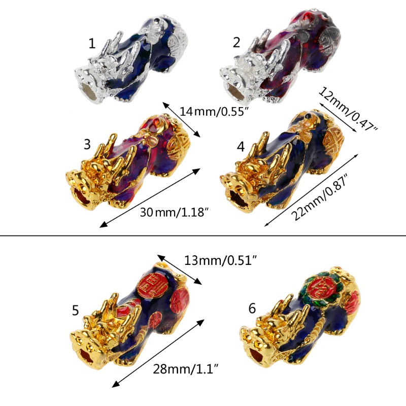 Hạt Xỏ Vòng Đeo Tay Bùa May Mắn Bằng Kim Loại 3D Kiểu Trung Hoa