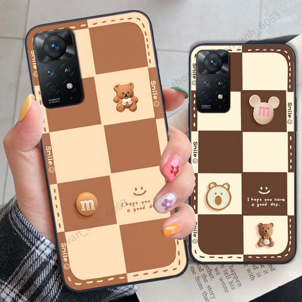 Ốp lưng Xiaomi Redmi Note 11 4G / Note 11S / Note 11 Pro 5G hình gấu, kẹo dễ thương cute