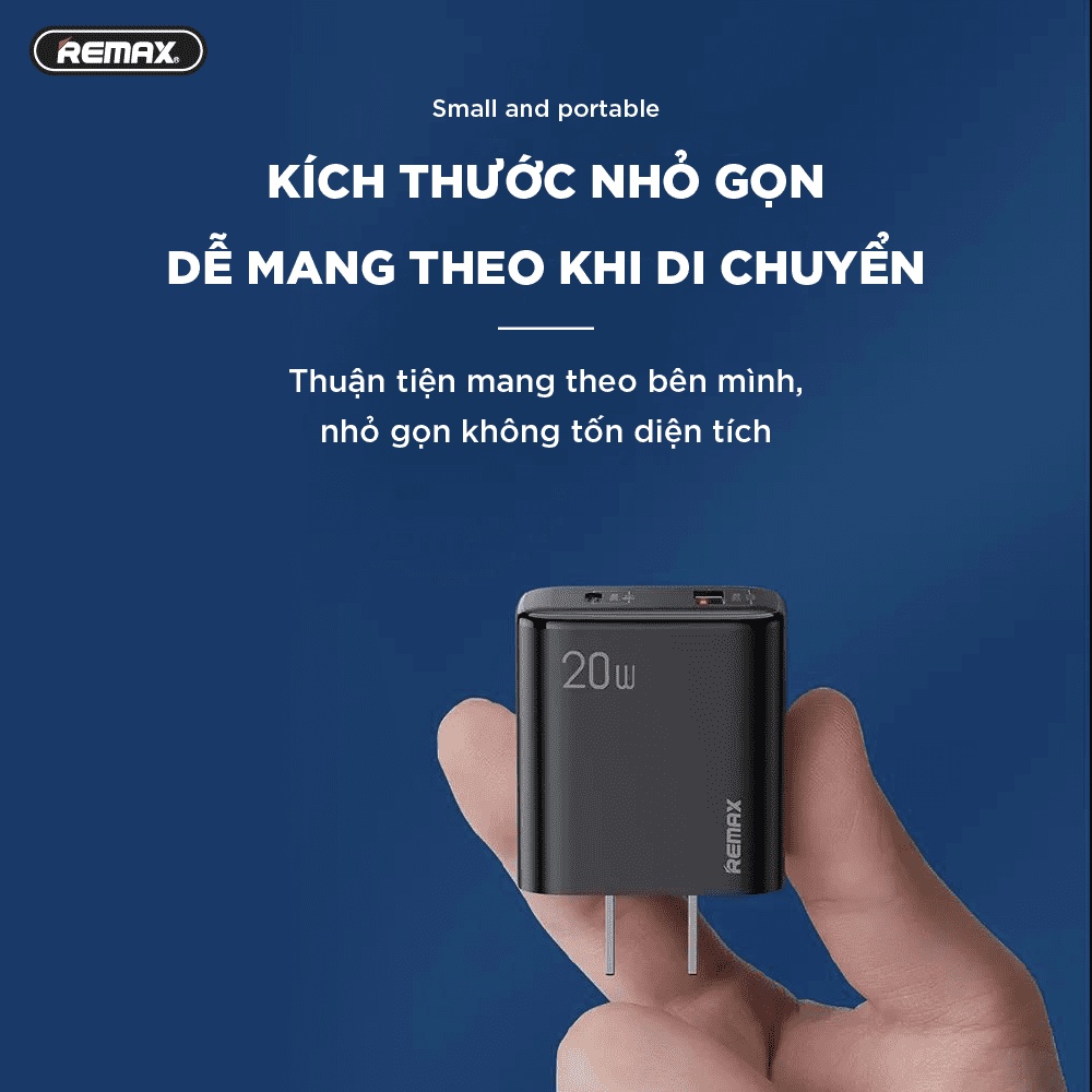 Củ sạc nhanh iPhone 2 cổng sạc nhanh PD 20w chính hãng Remax U88 - Cốc sạc iPhone 8 - X - Xs max - 11 - 12 pro max