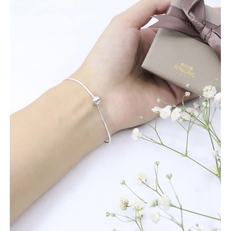 Lắc tay nữ bạc ta , dây lắc dạng mỳ tròn dễ đeo , sáng bóng - Vàng Bạc khải Khải