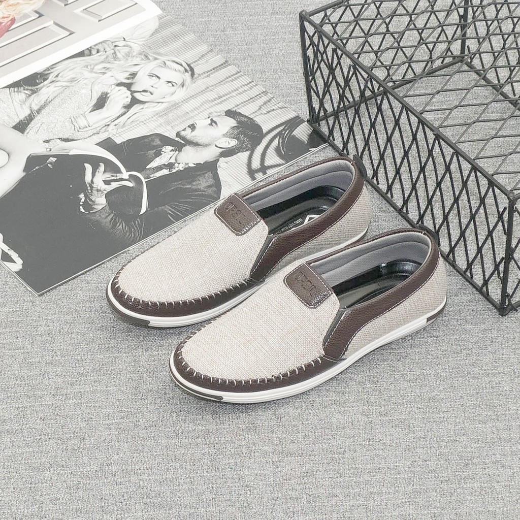 Giày lười nam vải jean ORSIL màu nâu sáng trẻ trung - MD1 | BigBuy360 - bigbuy360.vn