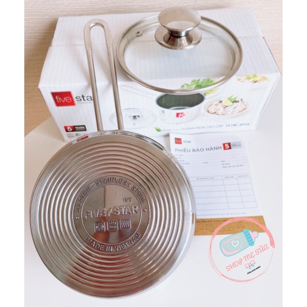 Nồi Quánh Nấu Bột, Nấu Ăn Dặm, Nấu Cháo Inox FIVESTAR Cho Bé