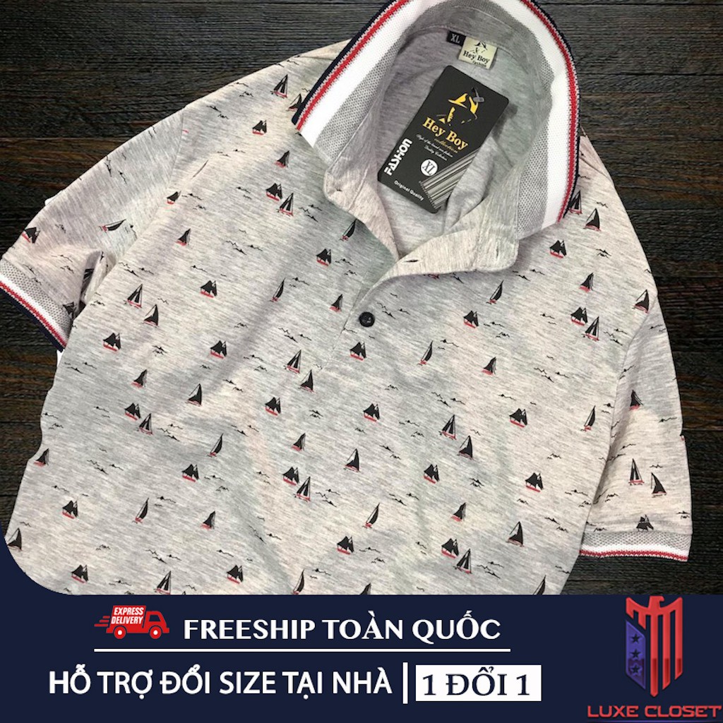 Áo thun nam cổ bẻ hoạ tiết cánh buồm thun cotton cao cấp cực đẹp AXK082 | BigBuy360 - bigbuy360.vn