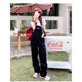 Quần Yếm Jean Đen Ống Rộng (Mẫu Mới)