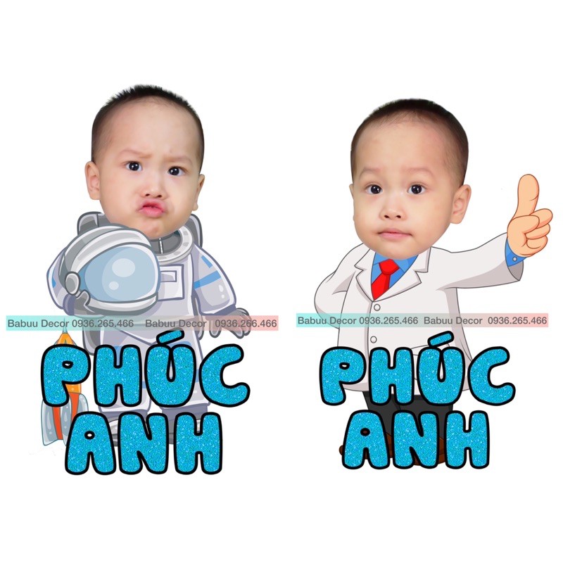 Chibi kèm tên để bàn trang trí sinh nhật