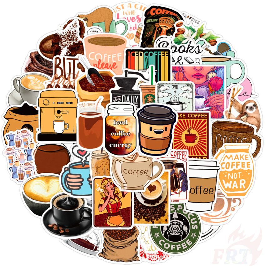 ❉ I Need More Coffee Series 02 Stickers ❉ 50Pcs/Set DIY Fashion Luggage Laptop Skateboard Doodle Decals Stickers