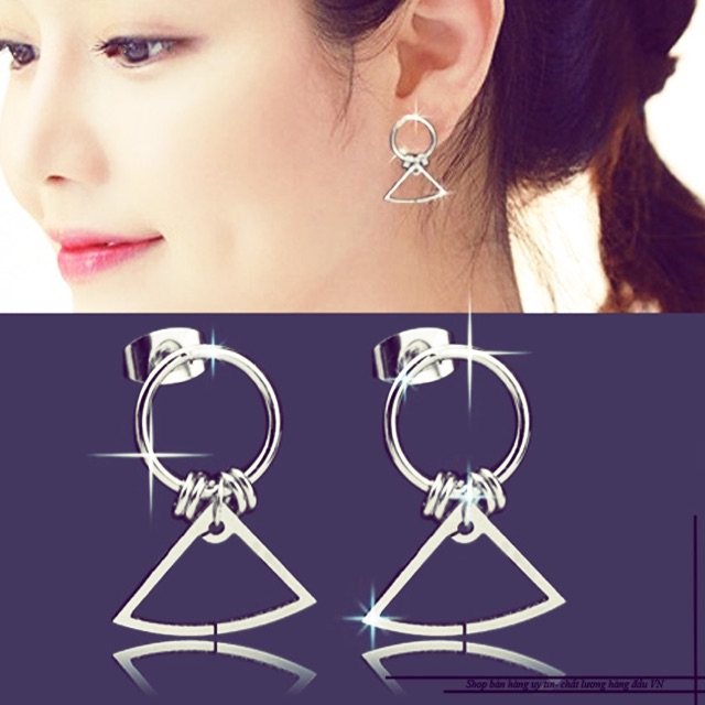 Bông tai inox hình học hot trend không đen không gỉ