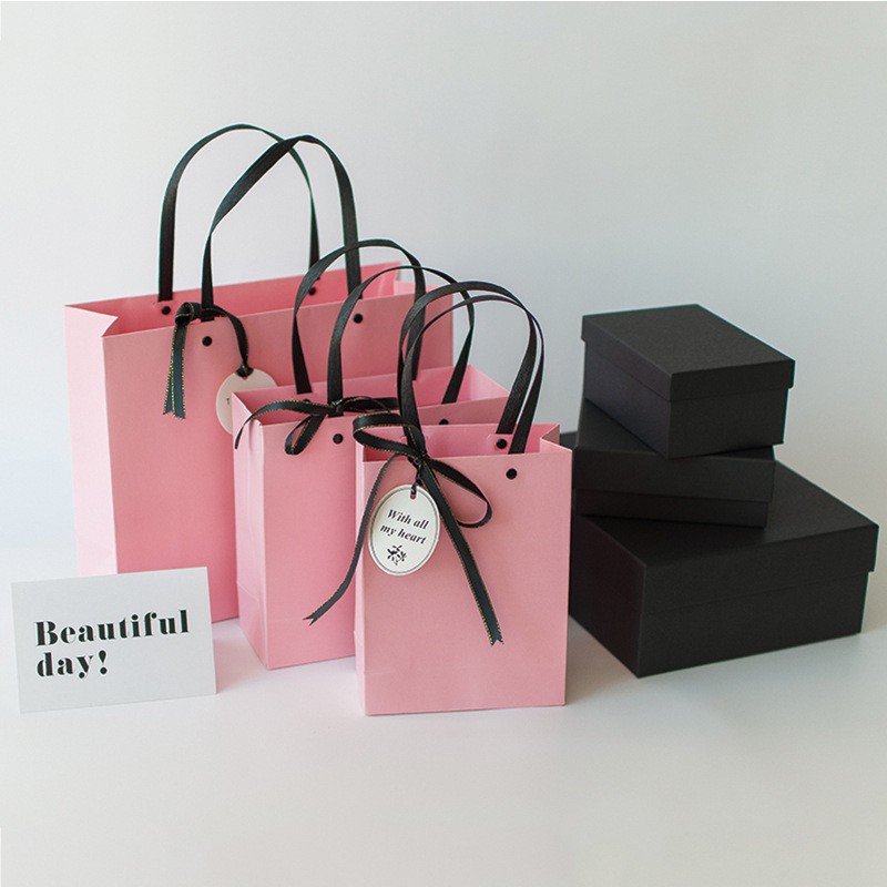 Túi quà giấy kraft màu hồng trơn màu chắc chắn không kèm hộp phong cách vintage phụ kiện quà tặng | BigBuy360 - bigbuy360.vn