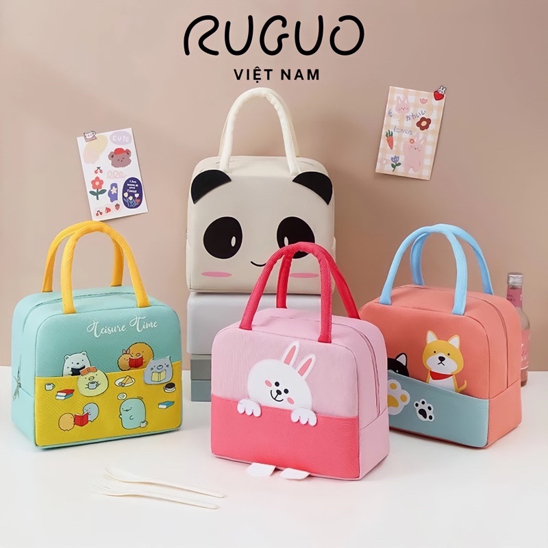 Túi Giữ Nhiệt Hoạt Hình 3D Dễ Thương, Túi Đựng Đồ Ăn Trưa Chống Nước Có Khóa Kéo