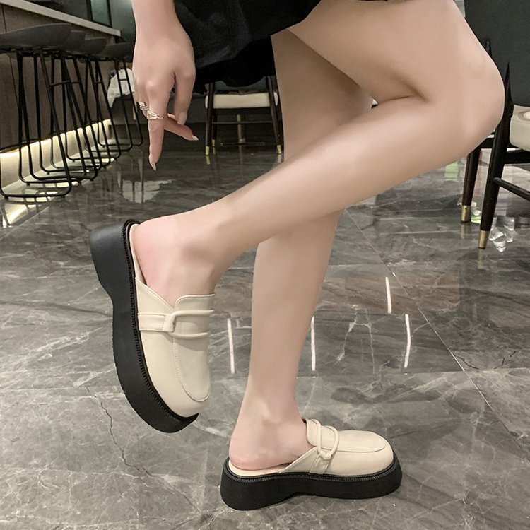 Giày Muller Mũi Vuông Phong Cách Retro Nhật Bản Hợp Thời Trang