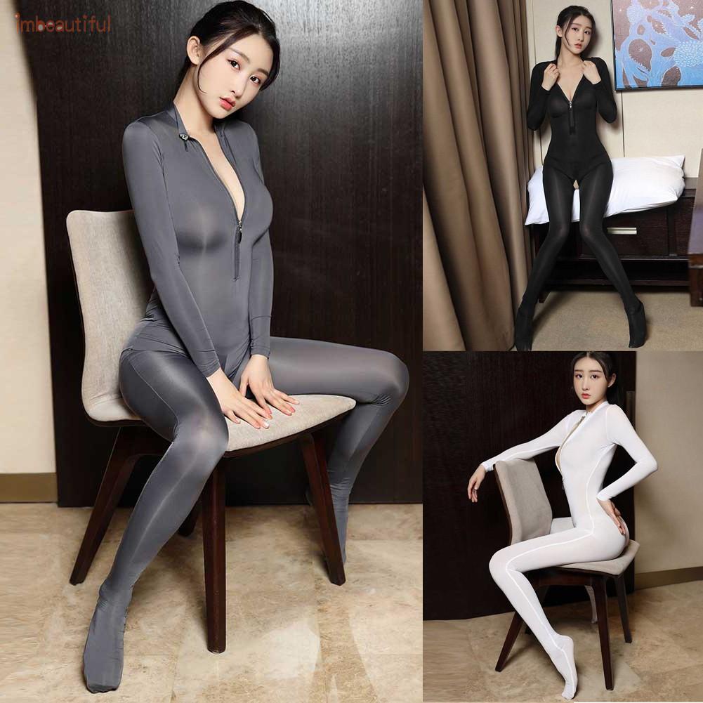 Đồ liền thân tay dài có khóa kéo thiết kế hở đáy thời trang quyến rũ cho nữ
