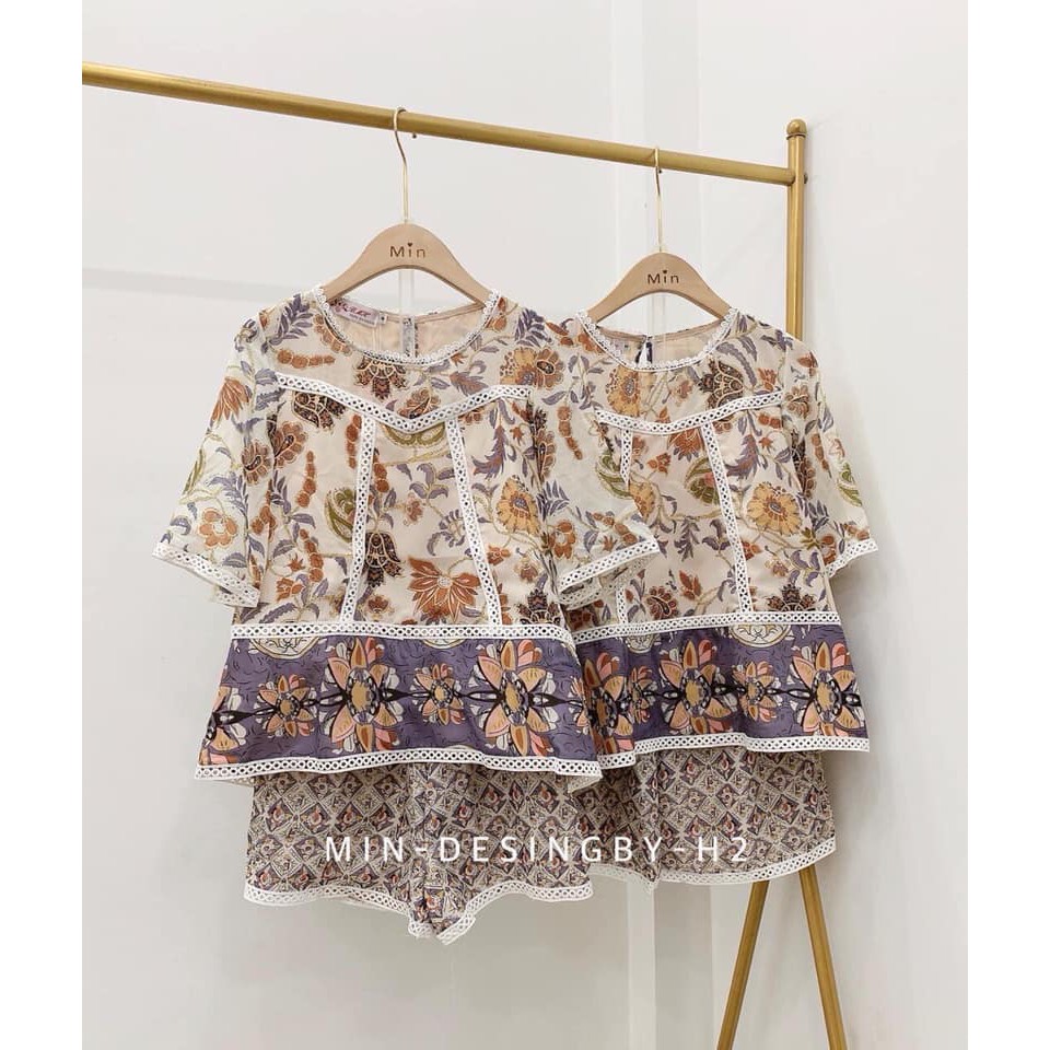 Set bộ nữ thổ cẩm pha ren. | BigBuy360 - bigbuy360.vn