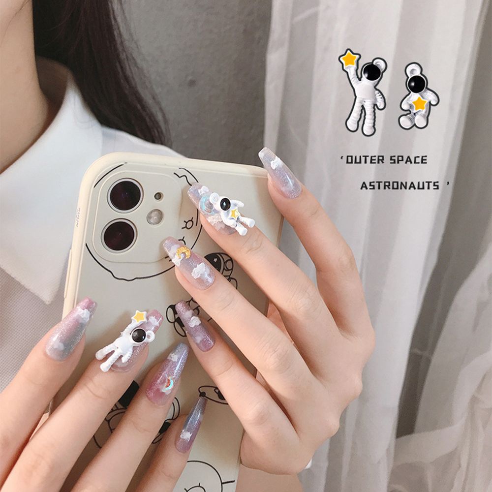 Phụ Kiện Trang Trí Móng Tay Nghệ Thuật Hình Phi Hành Gia Hoạt Hình 3D Sáng Tạo Diy
