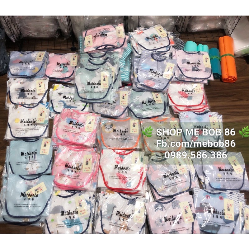 𝐒𝐡𝐨𝐩 𝐌𝐞̣ 𝐁𝐨𝐛 𝟖𝟔 - Áo yếm chống thấm dài tay cotton 2 lớp có máng hứng ngang ngực thông minh