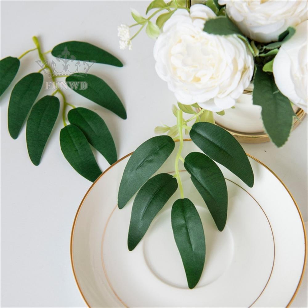 【FUNWD】Retro Willow Leaves Artificial Leaf DIY Craft Decorat Wedding Home Party Decor qXoicW