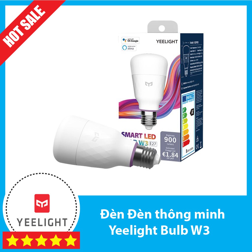 [Hỏa Tốc HN] Đèn thông minh Yeelight Bulb 1S, W3, 16 triệu màu điều khiển qua App, hỗ trợ Google, Alexa