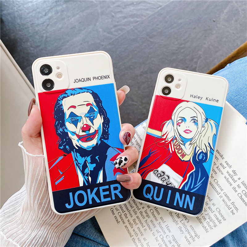 DC Comic Characters Harley Joker Couple Phone Case iPhone 12 Pro Max 12 Mini 11 Pro Max Soft TPU Silicone Square Cover iPhone 6 6s 7 8 Plus SE 2020 X XS MAX XR