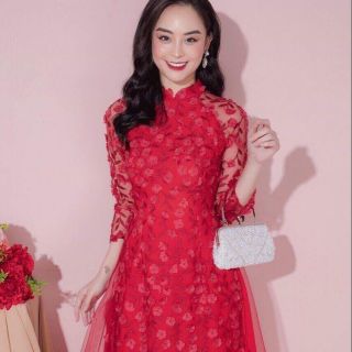 # JUST FOR SALE# SET ÁO DÀI REN ĐÍNH HOA NỔI
