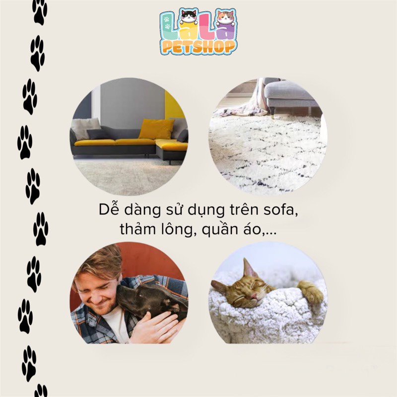 Cây Lăn Lông Tĩnh Điện Cao Cấp LaLaPet , Làm Sạch Lông Chó Mèo Dính Trên Quần Áo, Nệm,...