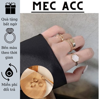 Set nhẫn nữ 4 chiếc khảm Sà Cừ phong cách cổ điển sang trọng N21