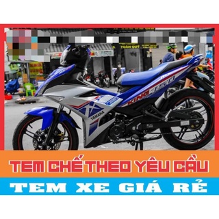 Tem rời xe exciter 150 màu trắng xanh mxking, tem cao cấp 3 lớp không bay màu - decal ruby