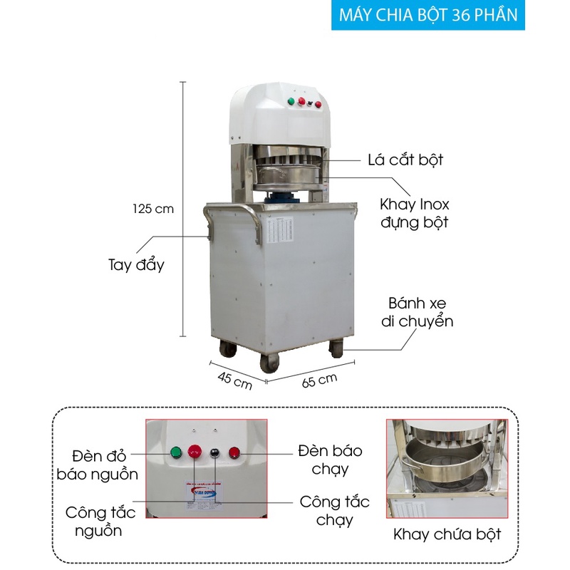 Máy chia bột bánh mì 36 phần bằng điện tự động