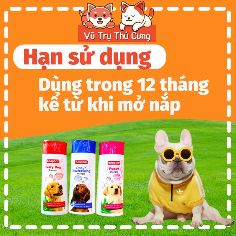 Sữa tắm khử mùi hôi, mượt lông Dành cho chó Beaphar Hà Lan 250ml