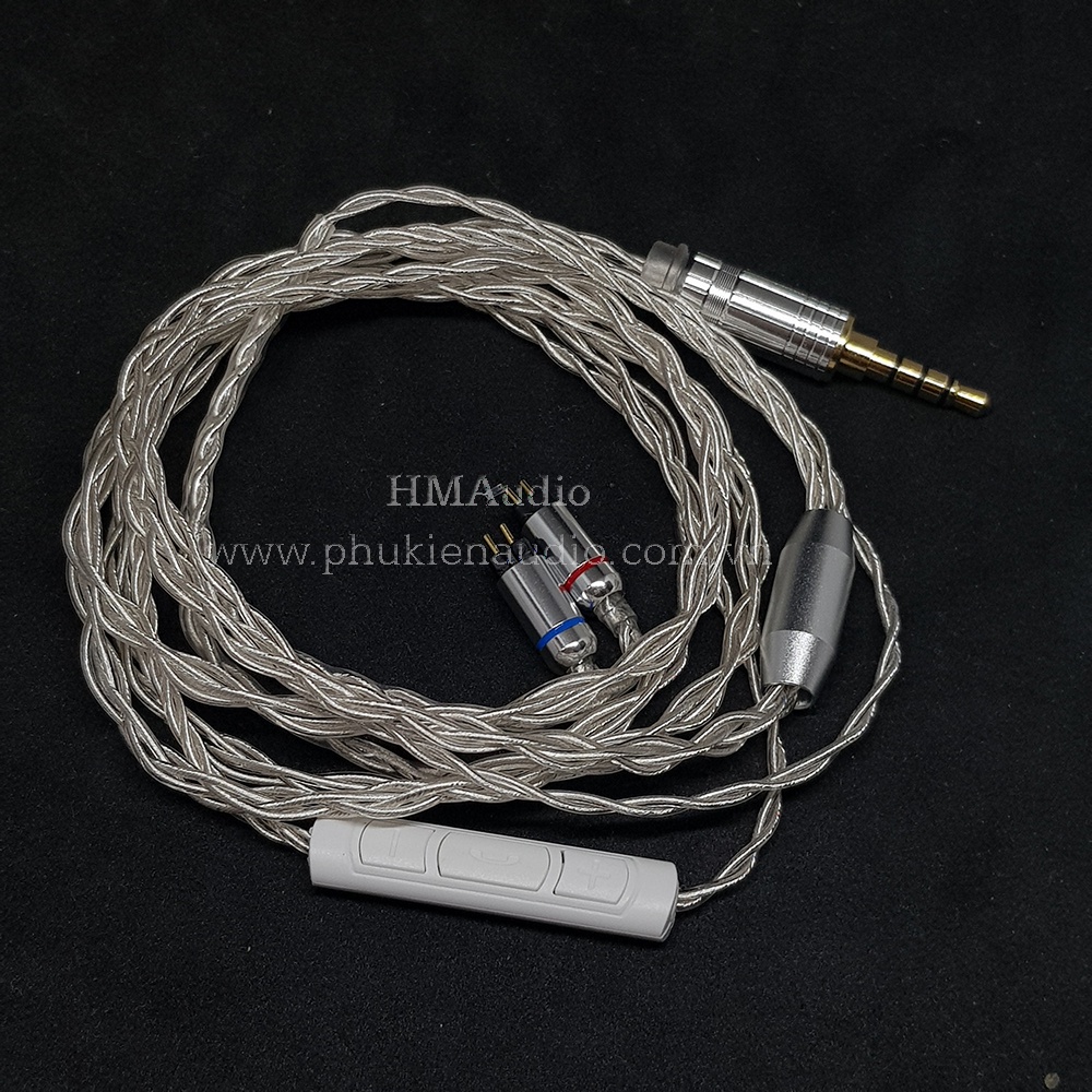 Dây tai nghe đồng mạ bạc OFC 1.0mm tết 4  - Connetor MMCX/ 2pin 0.78mm/ A2DC/ IM01/02/03/50/70