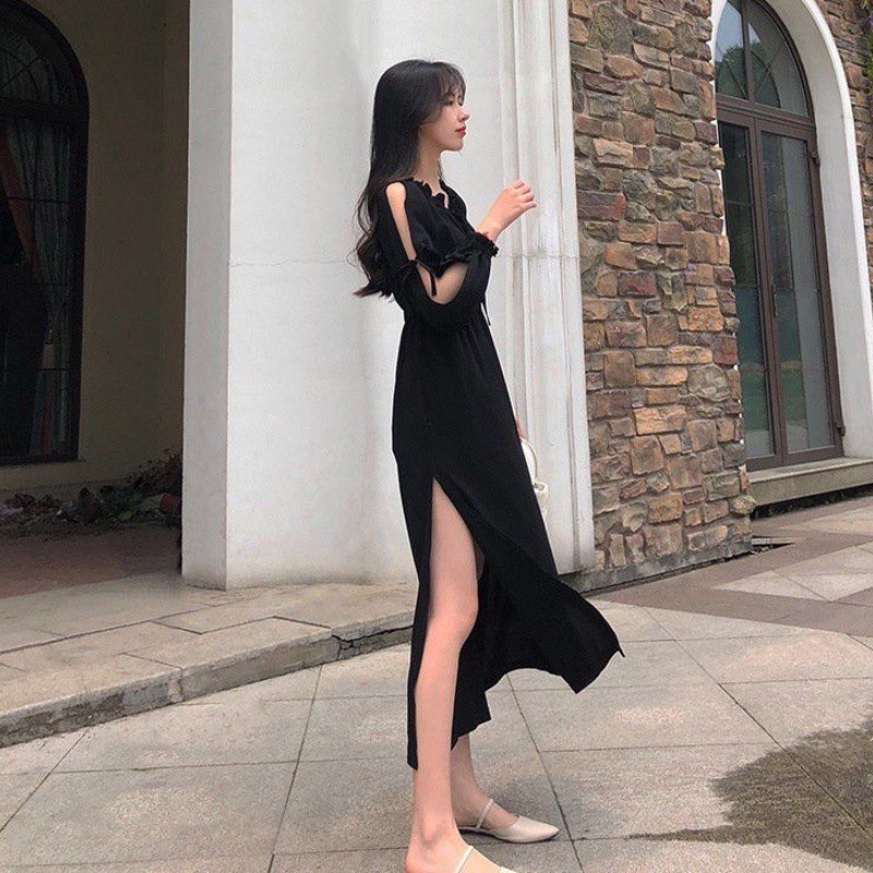 Đầm dài tay độc đáo phong cách retro Hàn Quốc ngọt ngào cho nữ